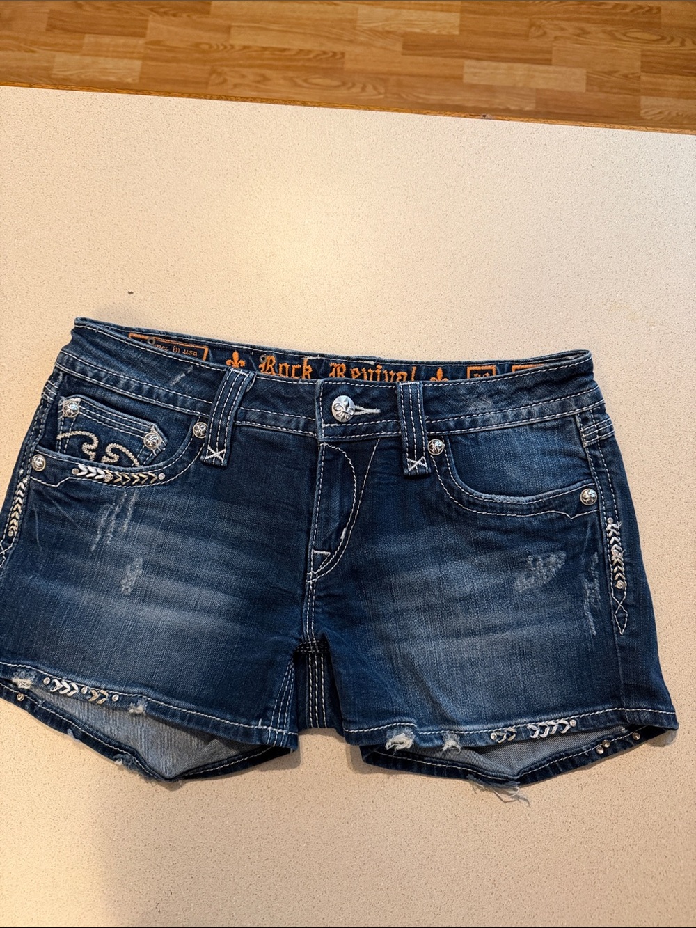 Rock Revival Women's Indigo Embroidered Denim Shorts